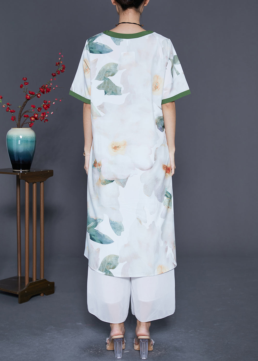 Chic White O-Neck Patchwork Print Cotton Dresses Summer