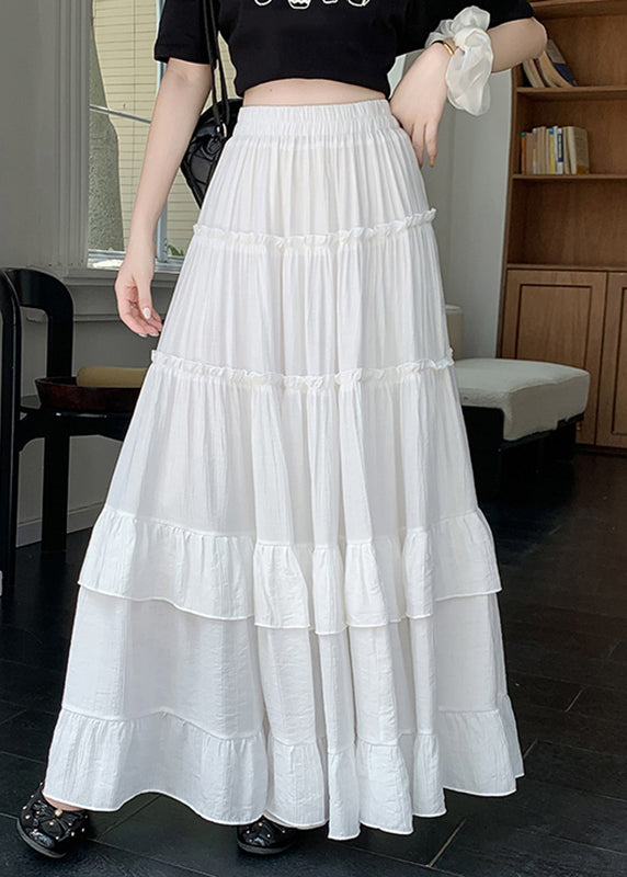 Chic White Ruffled Patchwork A Line Skirts Summer