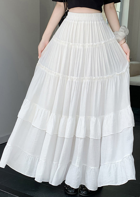 Chic White Ruffled Patchwork A Line Skirts Summer