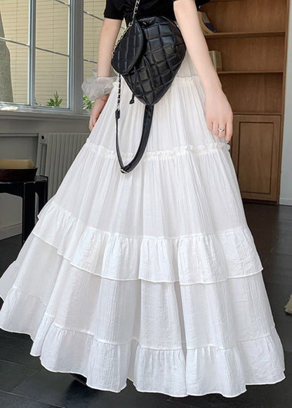 Chic White Ruffled Patchwork A Line Skirts Summer