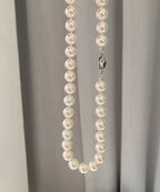 Chic White Sterling Silver Pearl Graduated Bead Necklac Two Piece Set