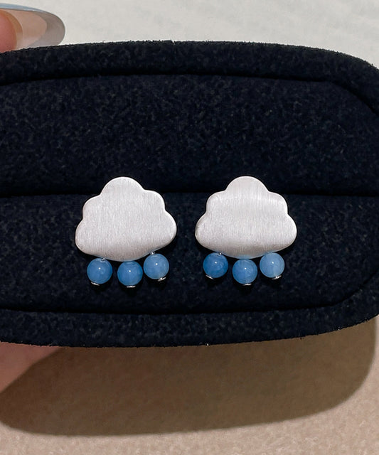 Chic White Sterling Silver Pearl White Cloud Stud Earrings