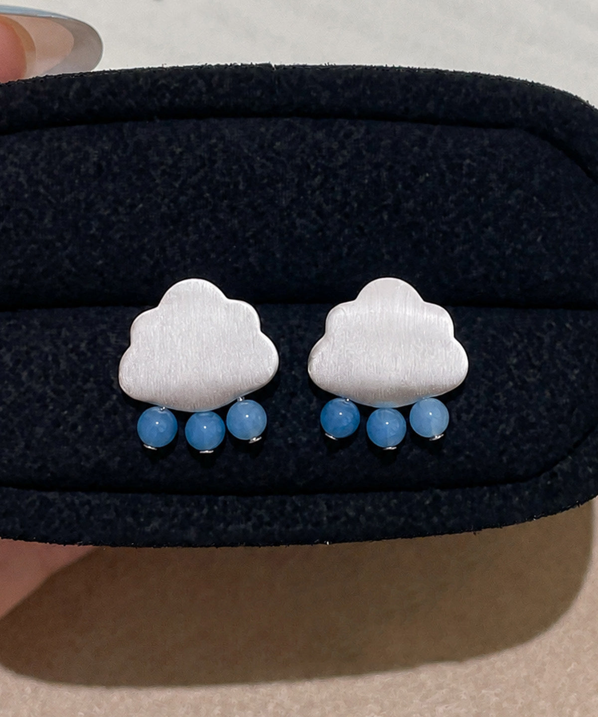 Chic White Sterling Silver Pearl White Cloud Stud Earrings