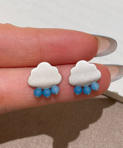 Chic White Sterling Silver Pearl White Cloud Stud Earrings
