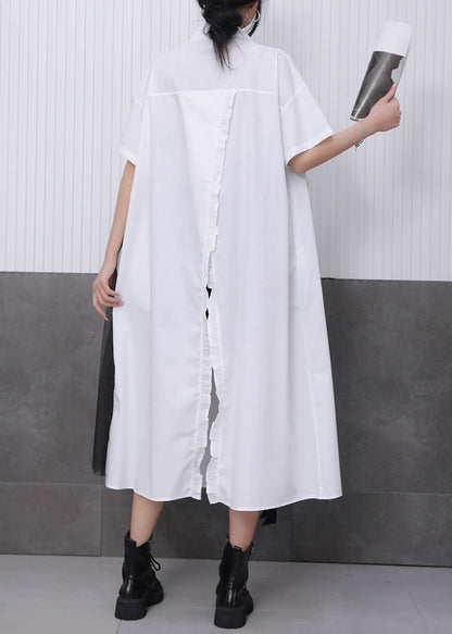 Chic White Tulle Patchwork Maxi Dress Short Sleeve