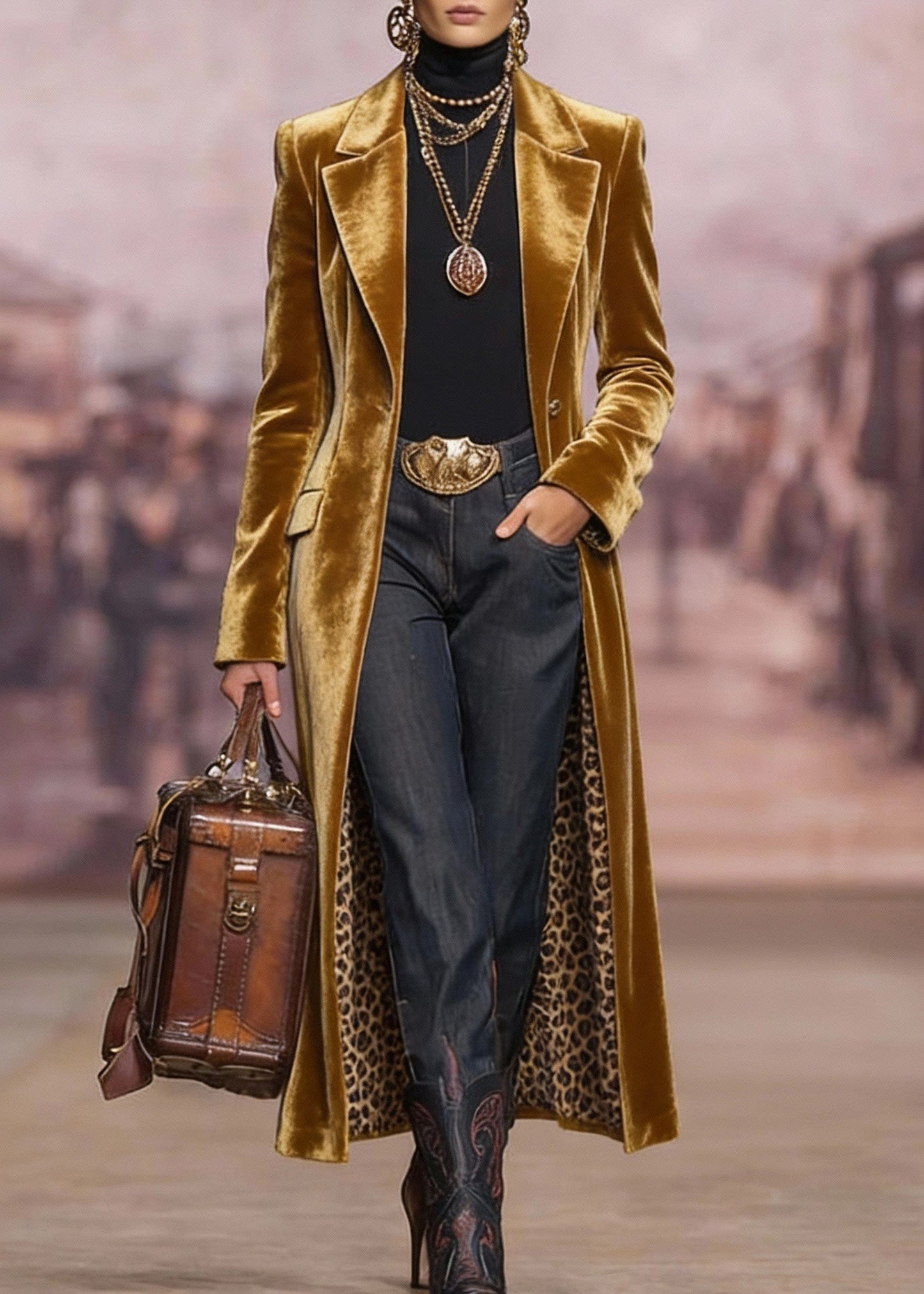 Chic Yellow Peter Pan Collar Pockets Velvet Trench Spring