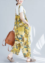 Load image into Gallery viewer, Chic Yellow Pockets Print Denim Crop Wide Leg Jumpsuit Spring