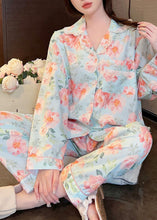Load image into Gallery viewer, Chic Yellow Print Button Ice Silk Two Pieces Set Long Sleeve