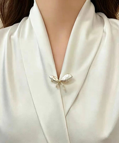 Chic Zircon Alloy Asymmetrical Pearl Bow Brooches