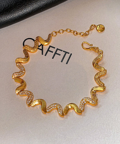 Chic Zircon Double-layer Metal And Pearl Bracelet Two Pieces Set