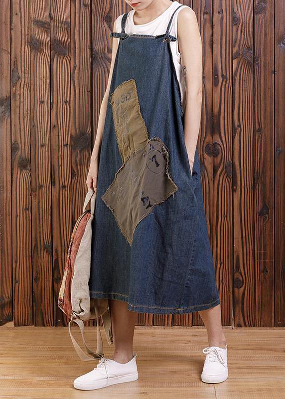 Chic cotton clothes Women Fashion Summer Patchwork Casual Loose Suspender Dress - SooLinen