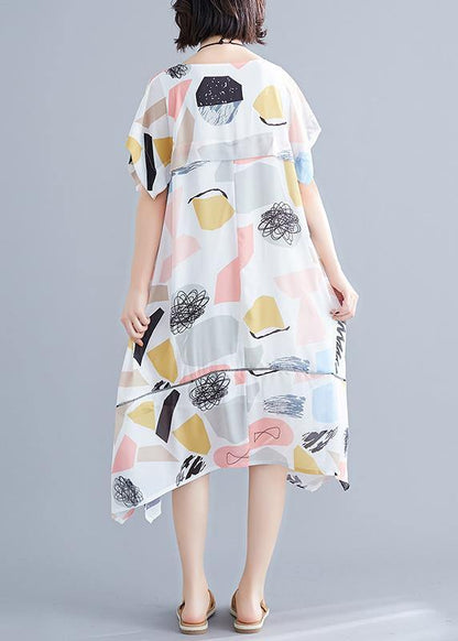 Chic multicolor Geometric chiffon Wardrobes Metropolitan o neck Maxi Summer Dresses - SooLinen