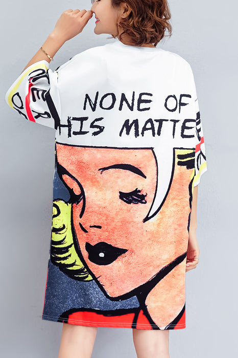 Chic o neck half sleeve silk Cotton Wardrobes Fun Outfits print Plus Size Dress summer