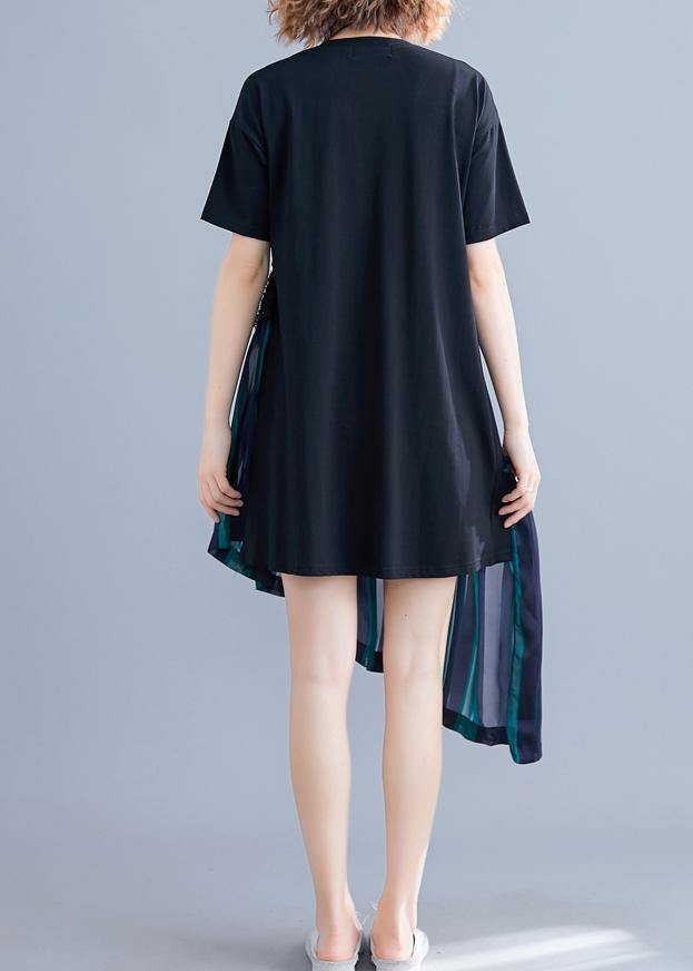 Chic o neck patchwork quilting clothes blue striped Dresses summer - SooLinen