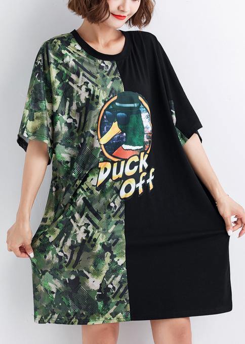 Chic patchwork color blended Tunics short sleeve daily summer Dress - SooLinen