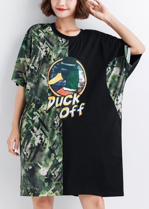 Chic patchwork color blended Tunics short sleeve daily summer Dress - SooLinen