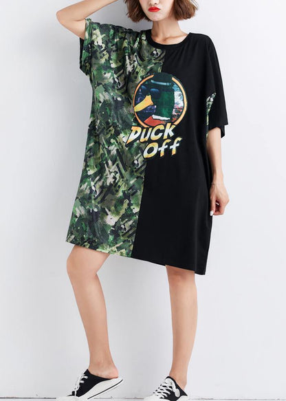 Chic patchwork color blended Tunics short sleeve daily summer Dress - SooLinen