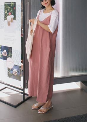 Chic pink cotton Soft Surroundings Spaghetti Strap Maxi Dress - SooLinen