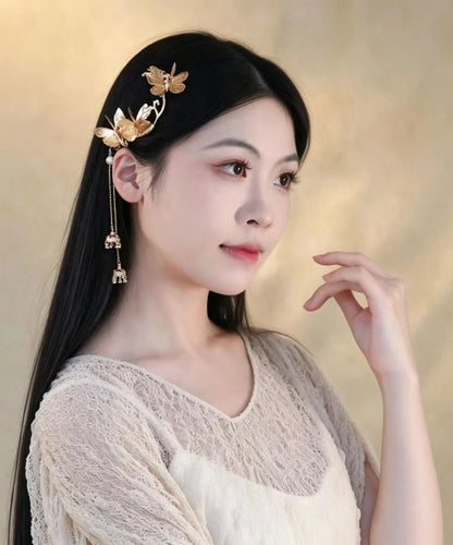Chinese Style Alloy Butterfly Pearl Tassel Hairpin