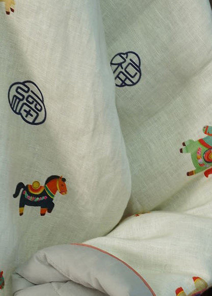 Chinese Style Beige Print Fine Cotton Filled Warm Thick Top Winter