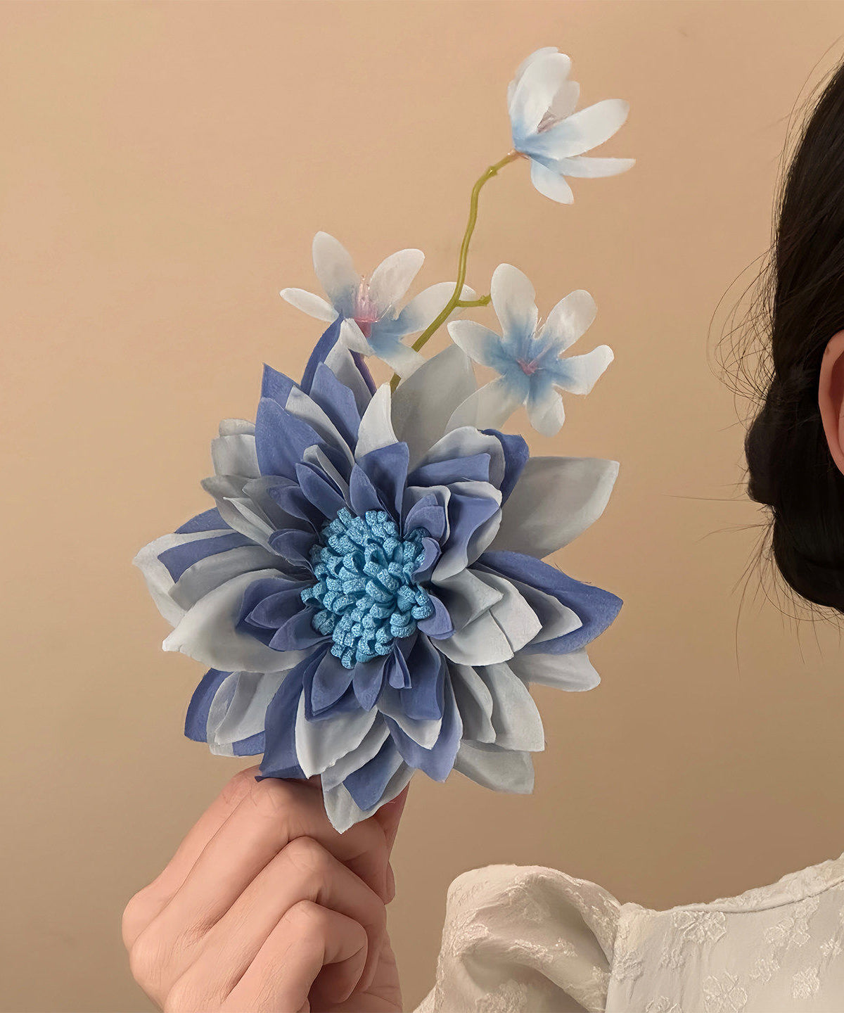 Chinese Style Blue Acrylic Floral Hairpin