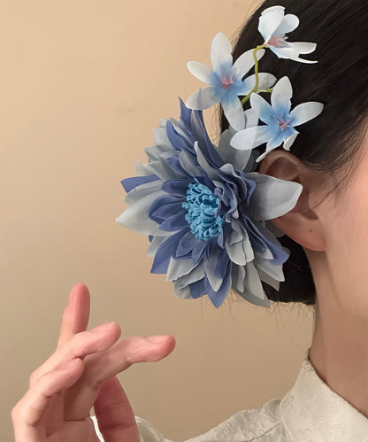 Chinese Style Blue Acrylic Floral Hairpin