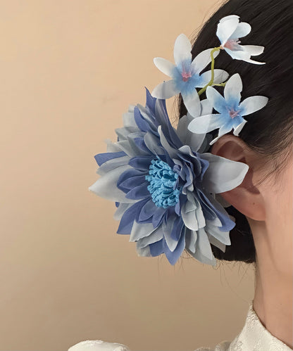 Chinese Style Blue Acrylic Floral Hairpin