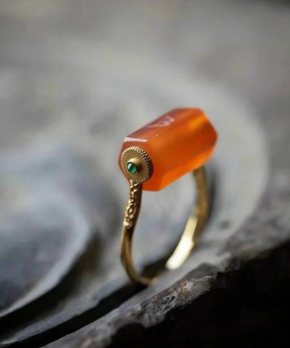 Chinese Style Copper Overgild Sugar-Cube Rotatable Rings
