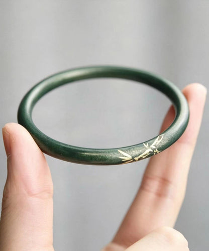 Chinese Style Dark-Green Bamboo Pattern Bangle