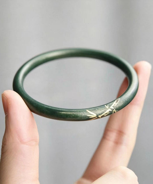 Chinese Style Dark-Green Bamboo Pattern Bangle