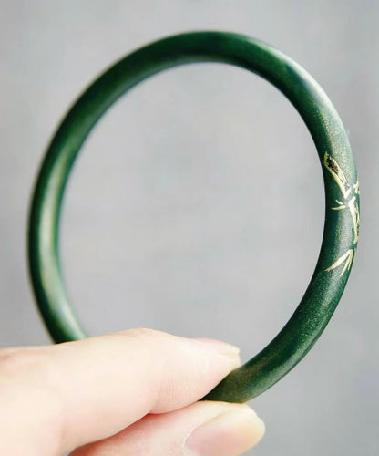 Chinese Style Dark-Green Bamboo Pattern Bangle