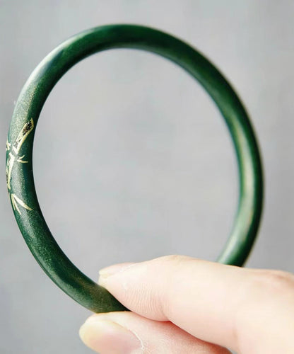Chinese Style Dark-Green Bamboo Pattern Bangle