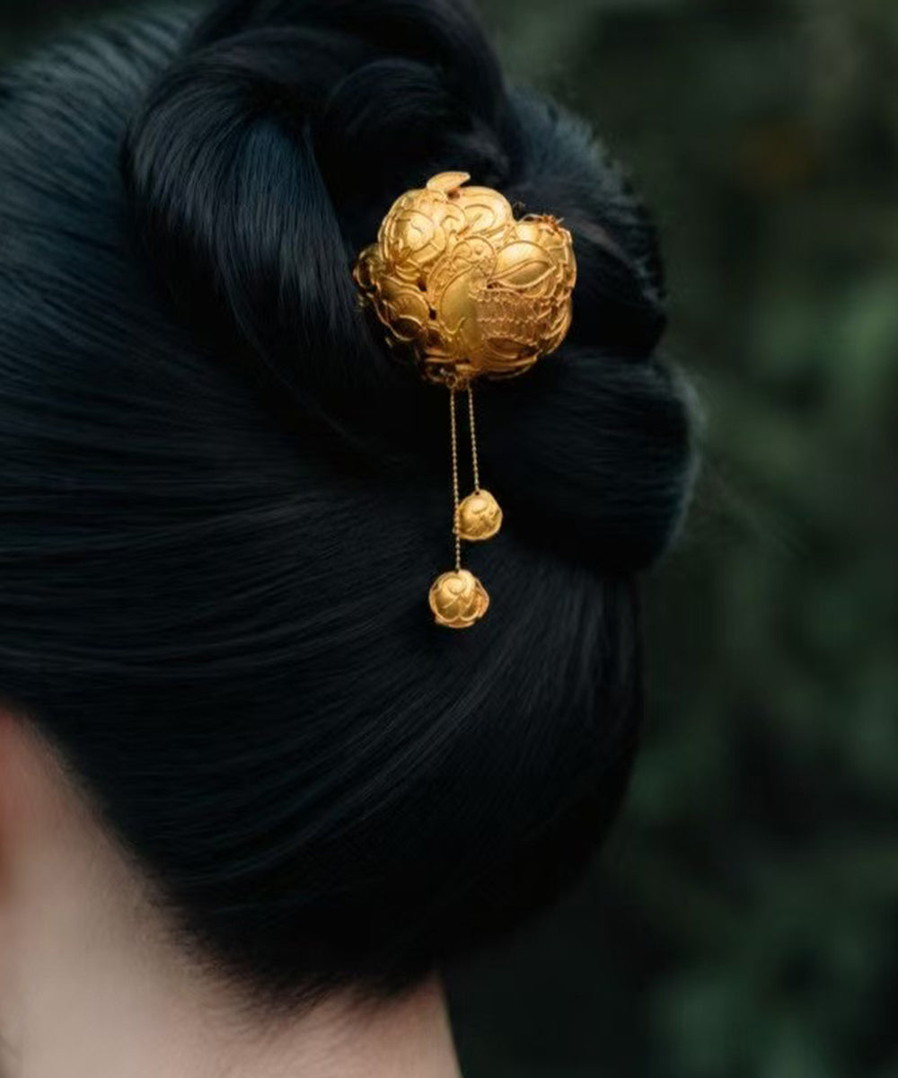Chinese Style Gold Alloy Parrot Tassel Hairpin