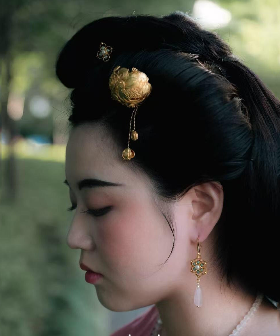 Chinese Style Gold Alloy Parrot Tassel Hairpin