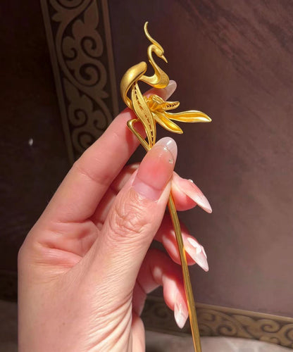 Chinese Style Gold Alloy Phoenix Orchid Hairpin