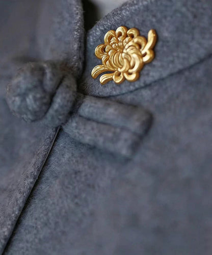 Chinese Style Gold Alloy Sculpted Chrysanthemum Brooches