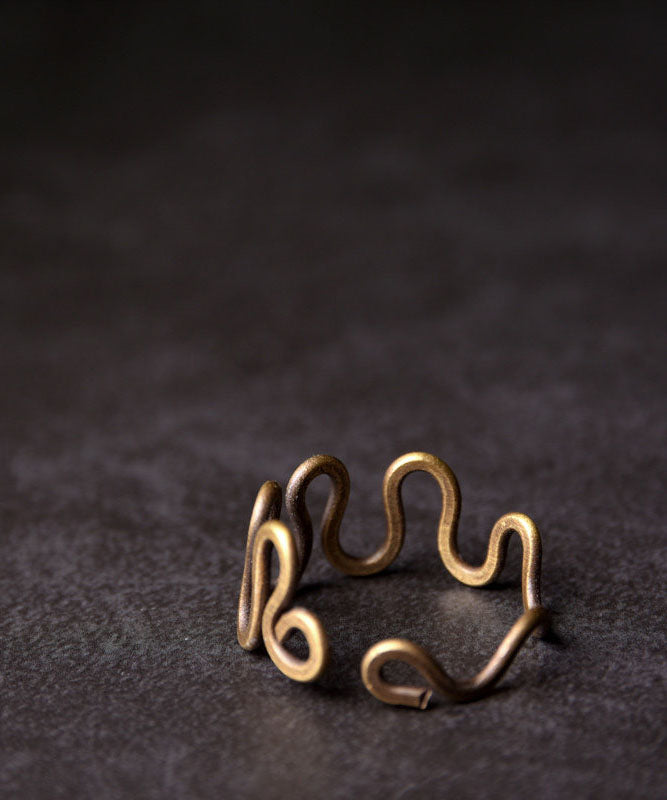 Chinese Style Gold Copper Hollow Out Unisex Cuff