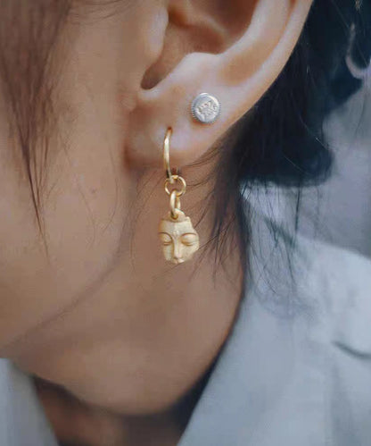 Chinese Style Gold Silver Bianyan Guanyin Earrings