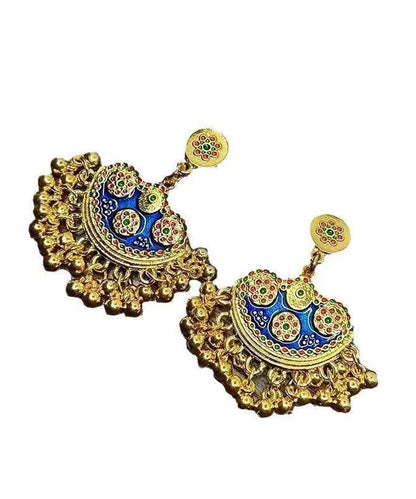 Chinese Style Gold Sterling Silver Overgild Enamel TasselDrop Earrings