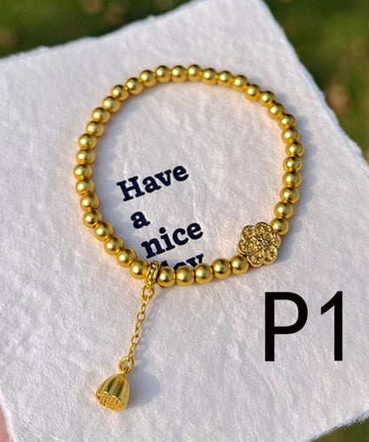 Chinese Style Golden Enamel Technique Copper Charm Bracelet