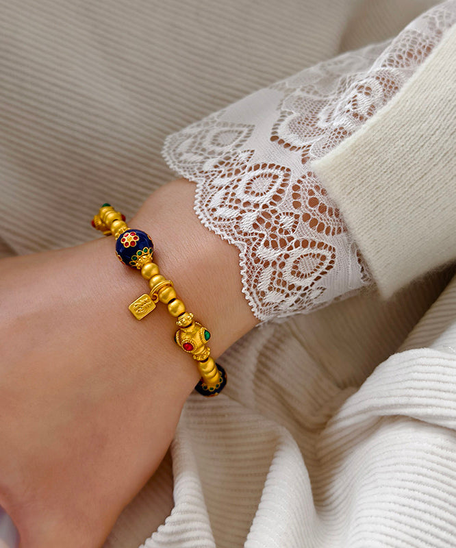 Chinese Style Golden Enamel Technique Copper Charm Bracelet