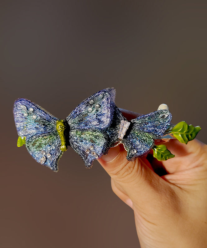 Chinese Style Gradient Color Metal Butterfly Embroidery Hairpin