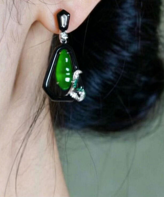 Chinese Style Green Alloy JadeDrop Earrings