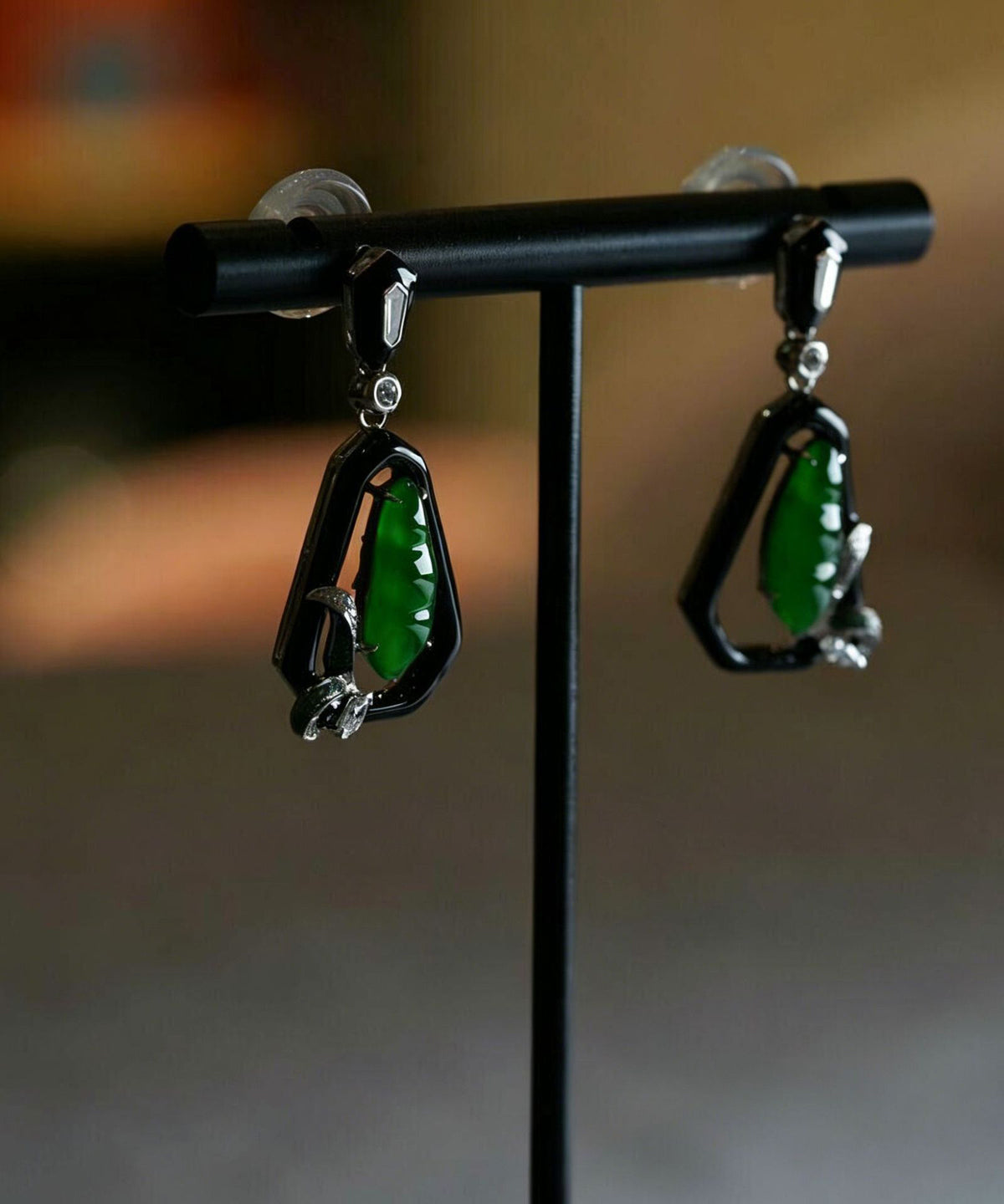 Chinese Style Green Alloy JadeDrop Earrings
