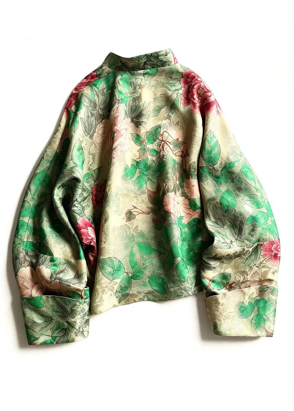 Chinese Style Green Stand Collar Frog Buttons Jackets Long Sleeve