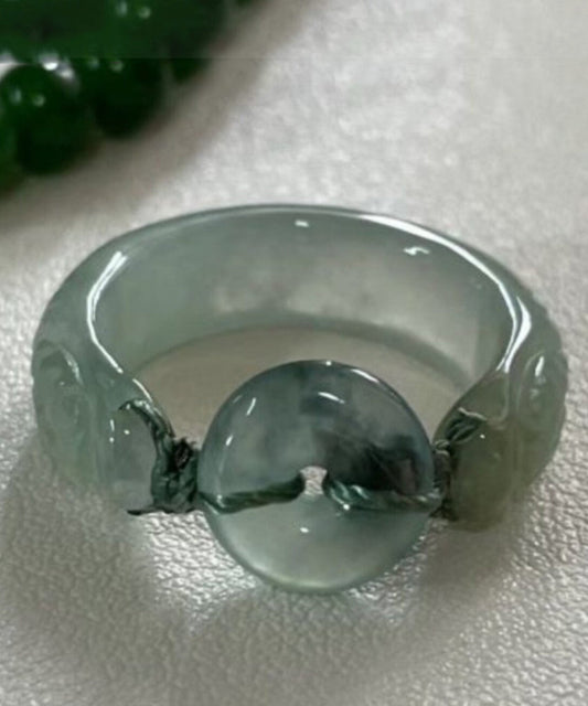 Chinese Style Green Weave Chalcedony Ping An Knot Bangle