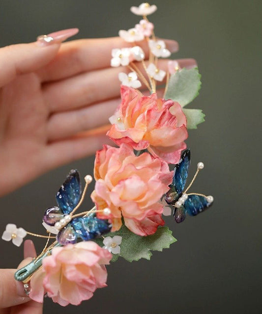 Chinese Style Multicolor Alloy Floral Butterfly Hairpin