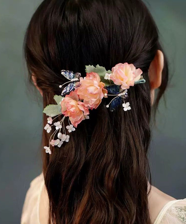Chinese Style Multicolor Alloy Floral Butterfly Hairpin