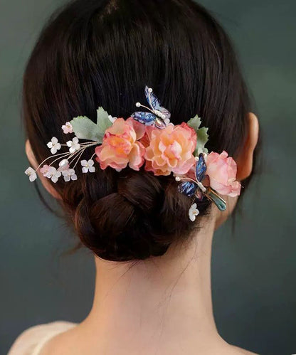 Chinese Style Multicolor Alloy Floral Butterfly Hairpin