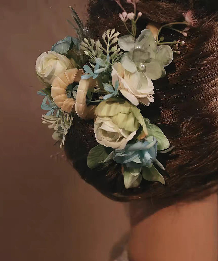 Chinese Style Multicolor Alloy Floral Pearl Hairpin